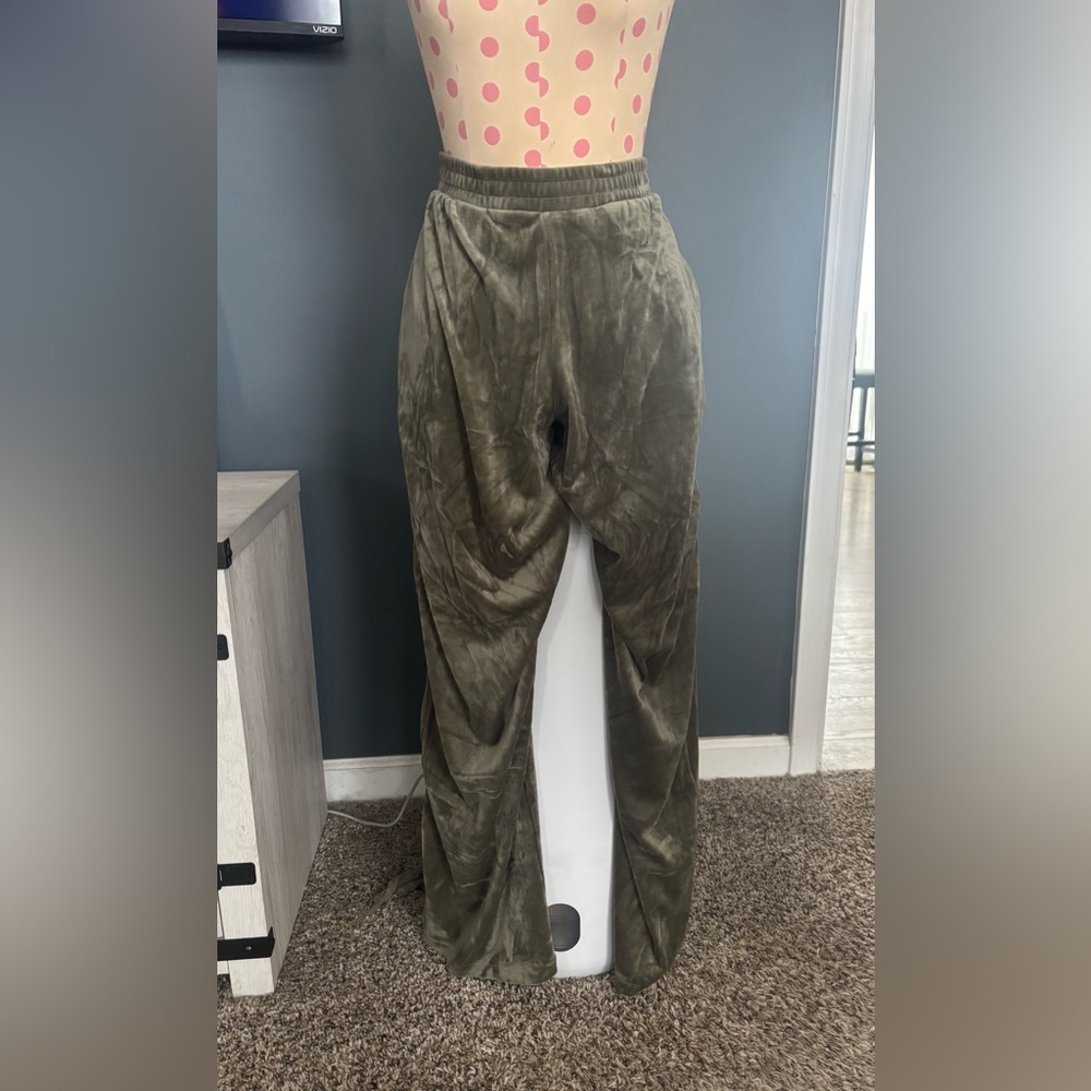 Luxurious Olive Velvet Flare Pants